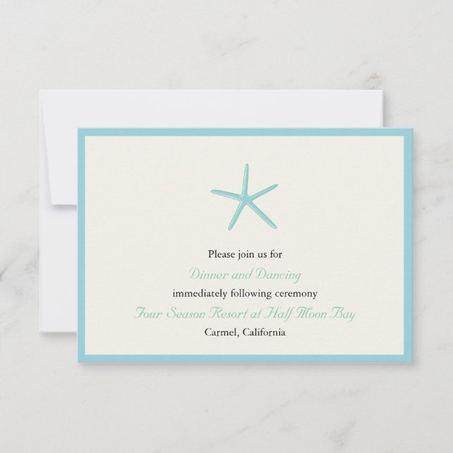 Cartes de réception de mariage Étoile de mer Aquam (Devant)