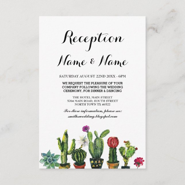 Cartes de réception de mariage Fiesta Cactus Mexic (Devant)