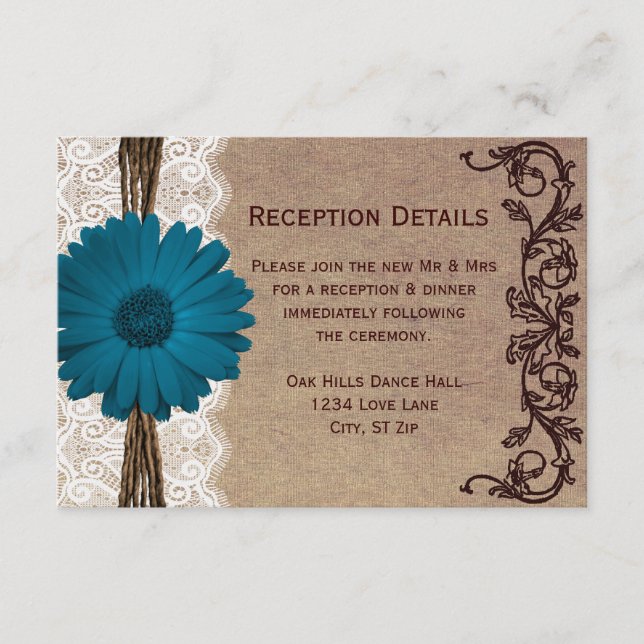 Cartes de réception de mariage Fleur de Gerber ble (Devant)