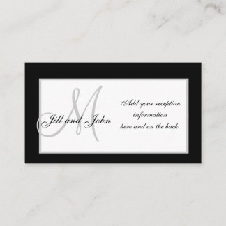 Cartes de réception de mariage Monogramme noir et