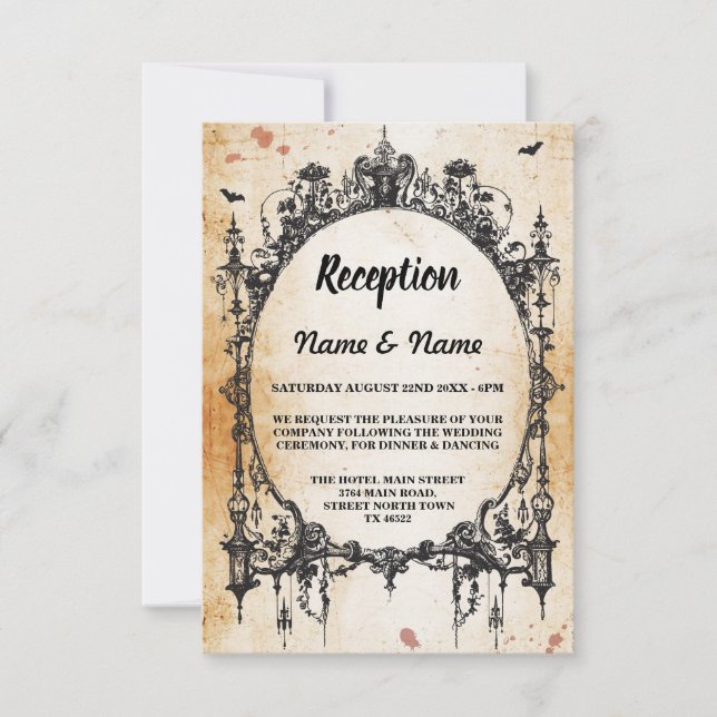 Cartes de réception de mariage rustique Cadre goth (Devant)