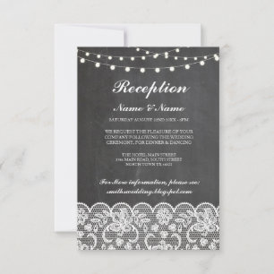 Cartes de réception de mariage rustiques avec lumi