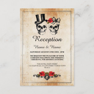 Cartes de réception de mariage rustiques Crânes Ro