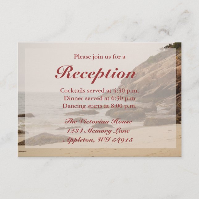 Cartes de Réception de Mariage sur la Plage - Plag (Devant)