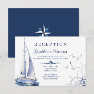 Cartes de réception de mariage sur yacht à voile n