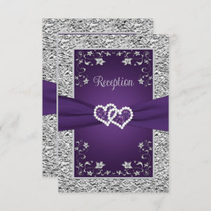 Cartes de réception de mariage violet, gris amour