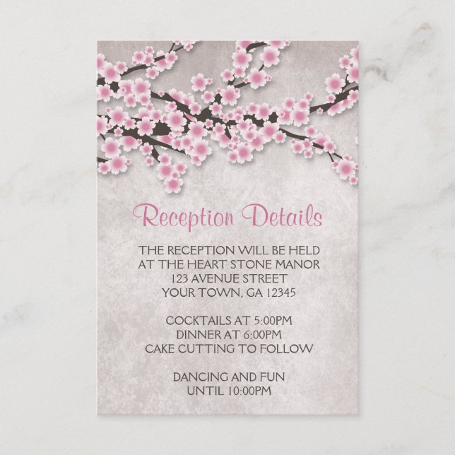Cartes de réception Fleur de cerisier rose rustiqu (Devant)