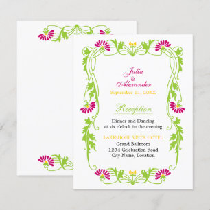Cartes de réception florales et élégantes feuilles