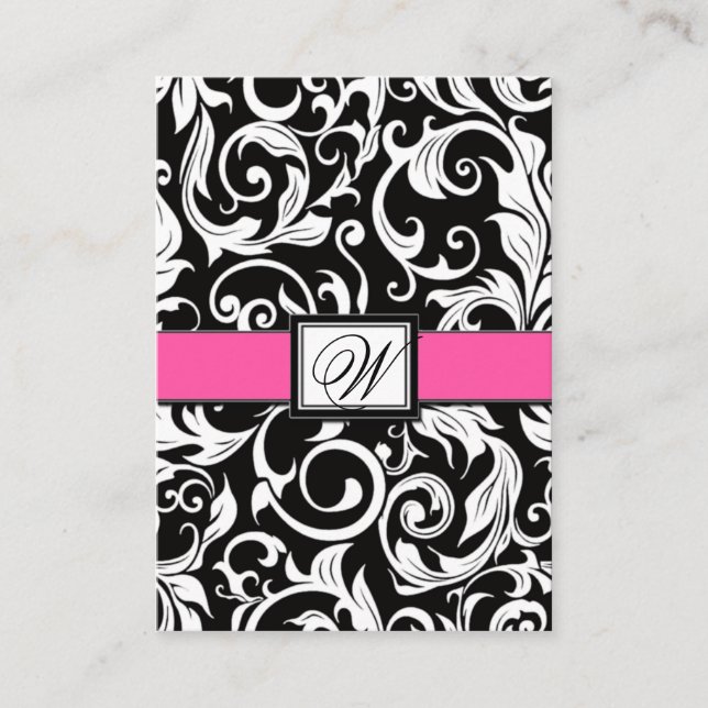 Cartes de réception Hot Rose & Black Mariage damas (Devant)