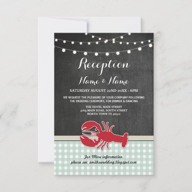 Cartes de réception Mariage Crawfish Bouillir Pois (Devant)