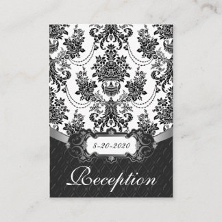 Cartes de réception Mariage damassé en noir et bla