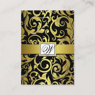 Cartes de réception Mariage damassé en noir et or