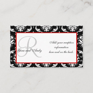 Cartes de réception Mariage damassé en noir et rou