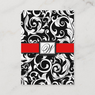 Cartes de réception Monogram Red Black Mariage dam