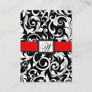 Cartes de réception Monogram Red Black Mariage dam