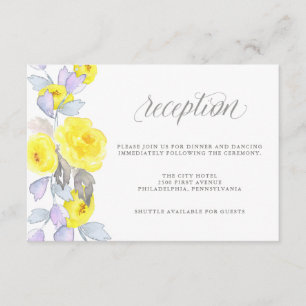 Cartes de réception Roses aquarelles jaunes violet