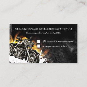 Cartes de réception RSVP en cuir et flammes
