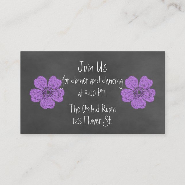 Cartes de réception Wild Purple Rose Chalkboard (Devant)