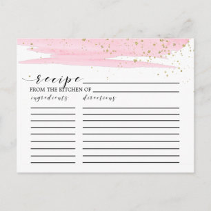 Cartes de recette Aquarelle Blush & Gold Fête des