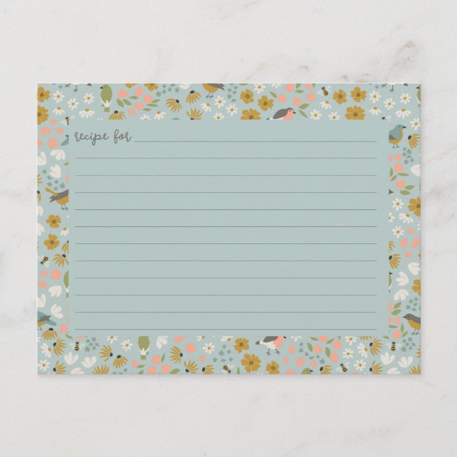 Cartes de recette de douche de mariage florale Bir (Devant)