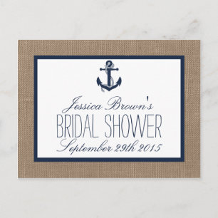 Cartes de recette de Fête des mariées Burlap Ancre