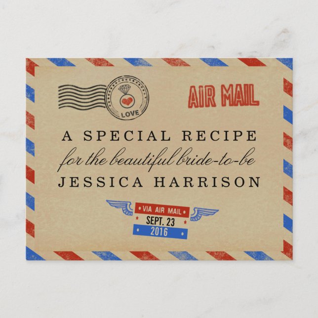 Cartes de recette de Fête des mariées vintage (Devant)