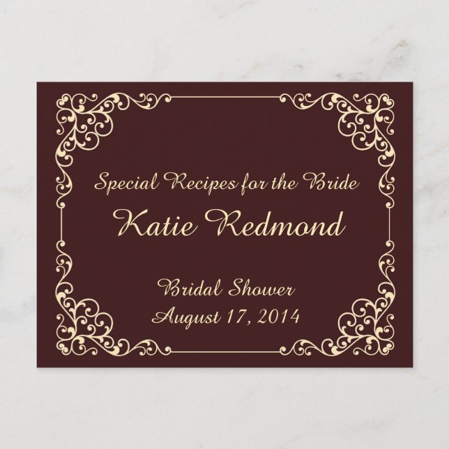 Cartes de recette de Fêtes des mariées vintages (Devant)