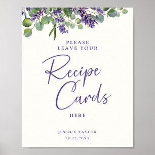 Cartes de recette de mariage floral élégant Poster