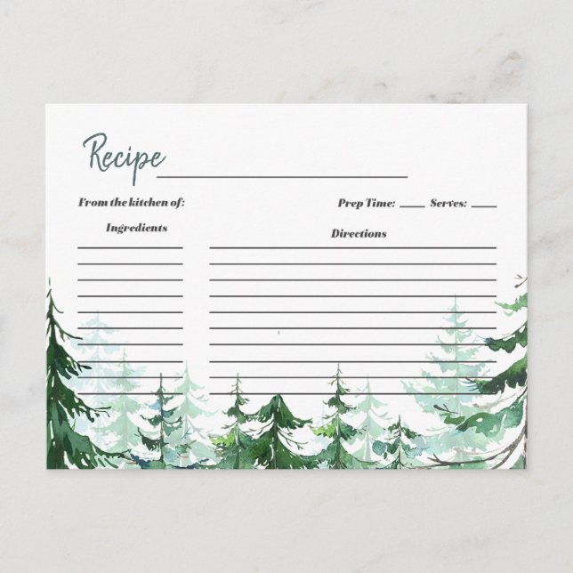 Cartes de recette de Noël en forme d'arbres de pin (Devant)