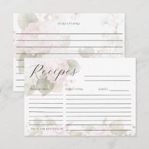 Cartes de recette élégantes aux hortensias blancs