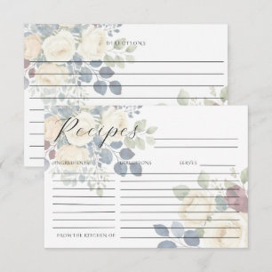 Cartes de recette élégantes aux pivoines blanches
