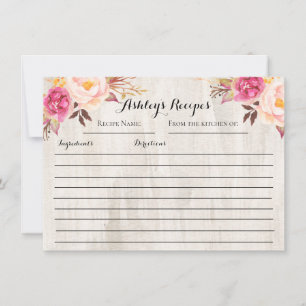 Cartes de recette florale rose Roses