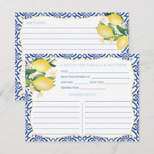 Cartes de recette pour douche de mariée Carreaux d