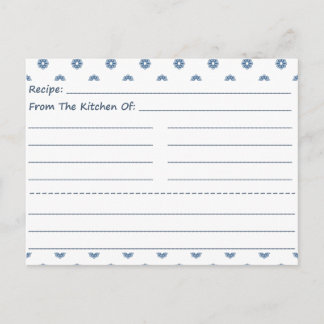 Cartes de recette vierges à minuscules fleurs