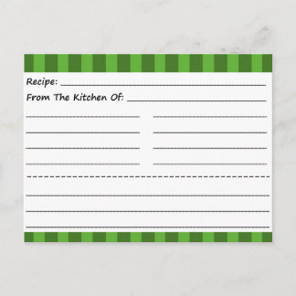 Cartes de recette vierges : Grandes vertes