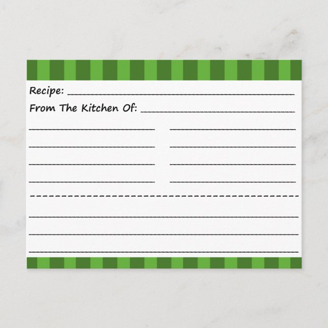 Cartes de recette vierges : Grandes vertes (Devant)