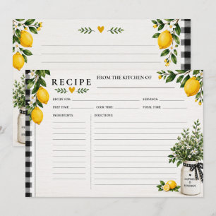 Cartes de recettes à carreaux de Buffalo Citrons R