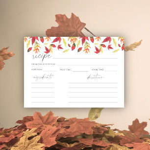 Cartes de recettes aux feuilles d'automne aquarell