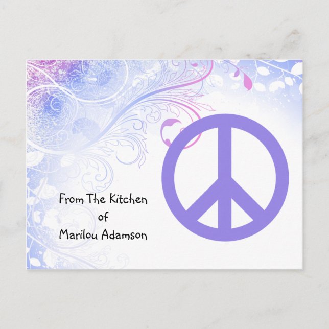 Cartes de recettes aux signes de paix violet (Devant)