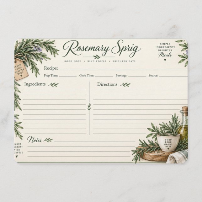 Cartes de recettes botaniques (Devant)