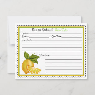 Cartes de recettes Cuisine de cuisson au citron su