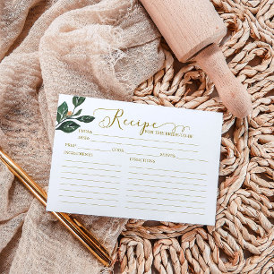 Cartes de recettes de Baby Shower de calligraphie