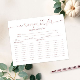 Cartes de recettes de Baby Shower de calligraphie