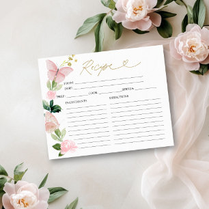 Cartes de recettes de Baby Shower papillon floral