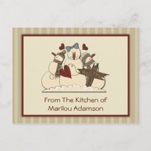 Cartes de recettes de bonhommes de neige primitifs