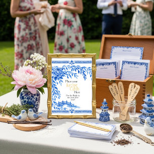 Cartes de recettes de chinoiserie bleue ici
