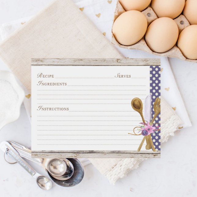 Cartes de recettes de cuisine Cuillères Rustiques (Créateur téléchargé)