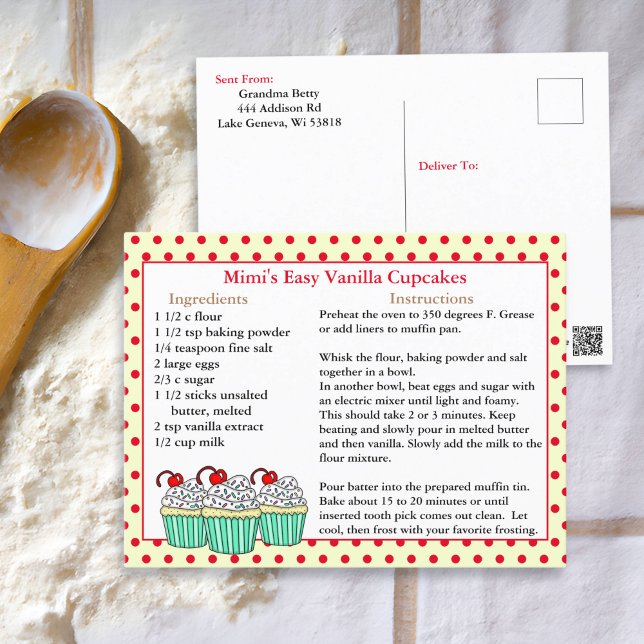 Cartes de recettes de cupcake de vanille (Créateur téléchargé)