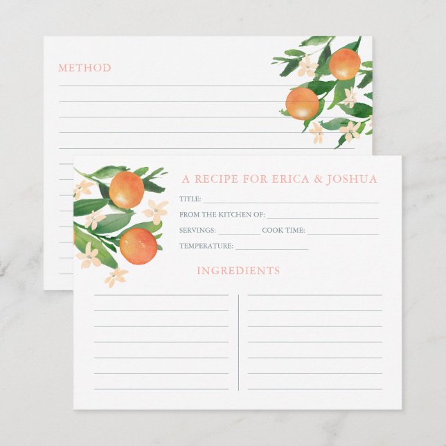 Cartes de recettes de douche de mariage assorties  (Devant / Derrière)