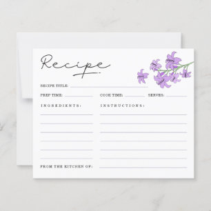 Cartes de recettes de douche de mariage élégantes